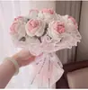 Kit de Materiales Caseros para Ramo de Rosas Tailandesas Tejido a Mano DIY Ramo de Mano Flores Terminadas de Hilo Regalo para Novia