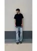 Calça Jeans Lavada Azul Claro com Efeitos de Raio para Homens na Primavera, Outono e Inverno, Calça Americana de Alta Qualidade Bonita, Calça Reta com Corte Afiado