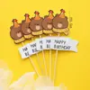 Decoración de Pastel Estilo Ins Bandera Coreana Enchufe Dibujos Animados Oso Lindo Hp Corazón Feliz Cumpleaños Topper Accesorios
