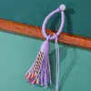 Anillo hebilla de borla de hilo de algodón estilo Xizang colorido, producto semiacabado hecho a mano para colgar en bolsos, colgar en el coche, colgante y accesorio, al por mayor en stock