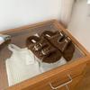 Otoño e Invierno 2025 Estilo Coreano Zapatillas Peludas de una Sola Línea Ropa de Abrigo para Mujer Zapatillas de Algodón Cálidas con Suela Gruesa Zapatillas Peludas