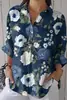Camisa Feminina Transfronteiriça de Manga Três Quartos Ombro a Ombro Verão Tendência Europeia e Americana Estampa Floral Impressão 3D