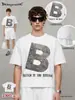 Street Madness Marca Americana de Moda Callejera Estilo Cyberpunk Holgada Descubierta Estampada Personalizada Camiseta de Manga Corta para Hombres