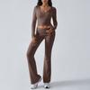 Kaikuo Moda Femenina Transfronteriza Otoño/Invierno 2025 Estilo Deportivo Casual Y2K Europeo y Americano Conjunto de 2 Piezas con Top de Color Sólido y Pantalones Largos Acampanados