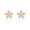 Love Lodge s925 plata esterlina pura fresca dulce diamante circonita flor diseño aretes de botón joyería para oreja femenina M05134