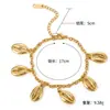 Joias Novas de Aço Inoxidável Banhadas a Ouro, Pulseiras Oceânicas com Olho de Concha e Corrente Dupla para Mulheres, Versáteis e Estilosas