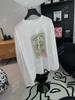 Yuran 26 Estilo Novo de Primavera Cânhamo Algodão Estampa de Carimbo Vintage Gola Redonda Ombro Caído Manga Longa Camisa