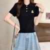 Estilo Coreano Verano Todo Combinable Tejido Color Sólido Chica Caliente Suéter Tejido para Mujer Cuello Redondo Manga Corta Holgado Moda Todo Combinable Camiseta Tejida