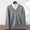Suéter de caxemira masculino outono e inverno gola V solto suéter argyle roupa interior business casual suéter base suéter de lã masculino