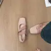 Primer Encuentro Zapatos Planos de Ballet Rosas de Temporada con Corte Bajo y Falda, Mary Janes con Tira Cuadrada, Zapatos de Noche Estilo Suave de Otoño