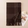 Novo xale estudantil de alta qualidade para outono e inverno, cachecol xadrez quente e grosso, cachecol longo versátil com franjas para decoração