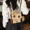 Mochila Estilo Doce e Fofa para Mulheres 2026 Nova Versátil Urso Poá Bolsa Escolar Leve para Passeio de Outono/Inverno Bolsa de Viagem