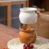 Olla de Cerámica para Estofado con Tapa para Uso Doméstico, Olla de Cerámica Estilo Chino para Conservar la Salud, Taza para Estofado de Ginseng, Taza para Postre de Hotel