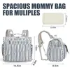 Amazon Mochila de Pañal para Cochecito de Bebé, Rayas Azules, Gran Capacidad, Colgable, Ligera, Portátil, Bolso Cruzado para Salir
