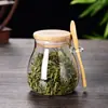 Lata de Chá de Vidro com Colher Alto Borossilicato Múltiplas Capacidades Armazenamento de Chá de Flor Lata Selada Estoque de Fábrica Dropshipping