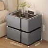 Mesita de noche inteligente, simple y moderna, multifuncional con carga inalámbrica y altavoz, gabinete de mesita de noche de madera maciza de lujo ligero para uso en el hogar del dormitorio