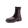 Suela Silenciosa Altura Cómoda Aumentadora Suela Gruesa Botas Adelgazantes Estilo Coreano 2026 Otoño/Invierno Tacón Medio Grueso Punta Redonda Elásticas Abrazan la Pierna Botines Cortos Mujer