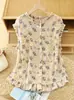 Camisa sin mangas floral estilo francés con cuello de volantes, blusa ligera para mujer, top versátil de moda de verano