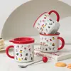 Conjunto de Canecas Cerâmicas de Natal Personalizadas com Tampa, Copo para Beber, Xícara de Café, Lembrança de Feriado, Liling