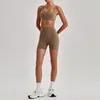 Sujetador Deportivo de Espalda Hermosa Alta Elasticidad Ropa Interior Correr al Aire Libre Fitness Pantalones Cortos de Tres Cuartos Ropa de Yoga Conjunto Deportivo 7366