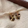 Pendientes Vintage Cepillados Ojo de Tigre Maillard para Mujer, Pendientes con Borlas de Diseño de Nicho, Pendientes de Lujo Ligero de Gama Alta