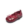 Zapatos Nuevos de Rendimiento para Niñas Primavera y Otoño, Zapatos de Baile, Zapatos Mary Jane, Zapatos de Piel Rojos, Zapatos Versátiles de Suela Blanda para Niños Mayores