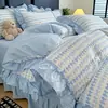 Novo Conjunto de Cama de Renda Francesa Grande com Capa de Edredom, Lençol e Colcha - Conjunto de Quatro Peças - Algodão Pufado de Gaze Dupla Leve como Nuvem 2026