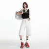 Jeans Blancos Acortados de Pierna Ancha para Mujer, Novedad Primavera/Verano 2026 Estilo Americano Cintura Alta Sueltos Adelgazantes Versátiles de Longitud Media
