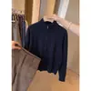 Cárdigan de Punto con Cuello Alto y Cremallera Estilo Old Money para Mujer, Ropa Exterior de Otoño de Alta Gama Suave y Cómoda, Chaqueta Suéter de Corte Ajustado, Top Grueso