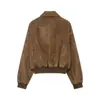 Para Comercio Exterior Transfronterizo Europeo y Americano Ropa de Mujer Aliexpress Más Vendido Otoño Retro Versátil Chaqueta con Efecto Textura Gamuza