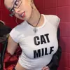 AliExpress moda casual transfronteiriça americana camiseta de manga curta estampa de letra verão novo y2g hot girl top justo