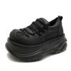 Sapatos de Plataforma Grossa Aumentadores de Altura Femininos Estilo Britânico 2025 Novos Sapatos Chunky Plataforma Dark Punk Garota Pequena Apimentada Sapatos de Sola Grossa