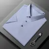 Camisa Polo de Seda de Gelo Sem Costura Alta Elasticidade Masculina Manga Curta Verão Fina Secagem Rápida Negócios Lazer Camiseta uma geração de cabelo
