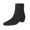 Botas Finas com Zíper Traseiro que Aumentam a Altura Interna 2025 Outono e Inverno Botas Curtas Costuradas para Mulheres Estilo Coreano Bico Quadrado Botas Meia-Calça Botas Juvenis