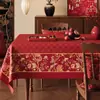 2026 Nuevo Mantel Rojo Festivo Impermeable y a Prueba de Aceite Mantel que No Requiere Lavado Decoración de Ambiente de Año Nuevo Mantel para Mesa de Café