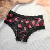 Lindo Estampado de Fresas Encaje Ropa Interior para Niña Cintura Media Cubre Cadera Bragas para Mujer Ropa Interior Cómoda y Transpirable 461