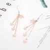 Pendientes Personalizados de Estrella de Cinco Puntas con Borlas Elegantes, de Moda en Internet, Pendientes Coreanos de Luz Estelar Brillante de Longitud Media para Mujer