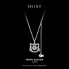 Collar de plata de ley S925 de gato y pez, colgante mozan inteligente, cadena dulce para clavícula pequeña y fresca para mujer, collar de alta calidad