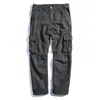 Pantalones de Algodón para Hombre Transfronterizos, Pantalones Casuales de Moda para el Trabajo, Pantalones de Bolsillos Grandes Oversize para Hombre, Pantalones Rectos Versátiles de Color Sólido de Moda