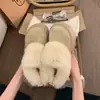 Pantuflas de Felpa Gruesas Boca de Invierno Algodón Pantuflas Mujer Levanta-Cabeza Suela de Un Paso Personas Bajas Exterior