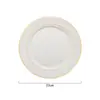 Plato Llano Occidental de Cerámica Doble Línea Dorada Dibujo Borde Dorado Plato Redondo Plato Creativo Plato para Bistec Plato para Pasta Plato para Desayuno