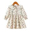 25 Vestido Nuevo Estilo Coreano Primavera y Otoño para Niñas Bebé Pastoral Floral Cuello de Muñeca Algodón Puro Manga Larga Falda de Princesa