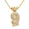 Pingente Digital de Coroa Mais Vendido Transfronteiriço Colar Personalizado Cobre Cravejado com Zircônia Joias Hip-Hop Banhado a Ouro 18K Joias da Moda