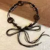 Cinturón Marrón Estilo Étnico Vintage Bohemio para Mujer, Adecuado para Vestidos, Cadena de Cintura Tejida, Accesorio de Cinturón de Metal
