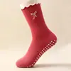 Calcetines Deportivos Antideslizantes Profesionales para Yoga para Mujer, Algodón Puro, Resistentes al Olor, Calcetines para el Suelo sin Costuras, Calcetines de Media Pantorrilla para Fitness, Running, Pilates