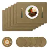 Popular jogo americano de luxo com toque de alta qualidade, tapete isolante térmico para uso doméstico com textura de tecido, resistente a óleo e água, padrão de partículas, quadrado com cantos arredondados, jogo americano de mesa em PVC