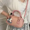 Bolsa Boston de Mão com Textura de Couro Elegante para Mulheres 2025 Novo Estilo Coreano Bolsa Transversal de Nicho Bolsa de Ombro para o Dia a Dia