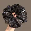 Otoño Invierno Color Café Sensación de Alta Gama Goma para el Pelo de Intestino Grueso para Mujer Cuerda para Moño con Estampado de Leopardo Lunares Cuerda para Cola de Caballo Extra Grande Accesorios para el Cabello