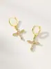 Pendientes de Cobre con Forma de Rombo Cruzado y Círculo con Diamantes para Mujer Sin Perforaciones, Pendientes de Cruz Personalizados, Superventas Transfronterizos de Amazon