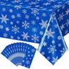 Toalha de Mesa Descartável Floco de Neve de Natal Plástico Decoração de Festa Adequada para Suprimentos de Natal Toalha de Mesa Biodegradável